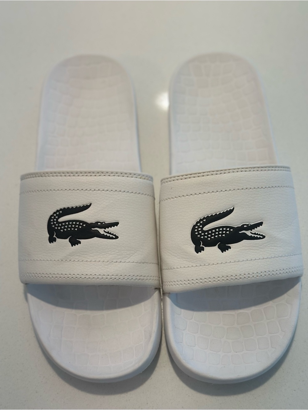 Lacoste Men’s Slides White Size 10 (EUR 43) Logo Sandals